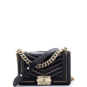 Chanel Boy Flap Bag Chevron Embellished #219343C40B